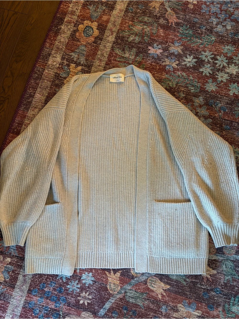 Wilfred Light grey Waffle-Knit Cardigan